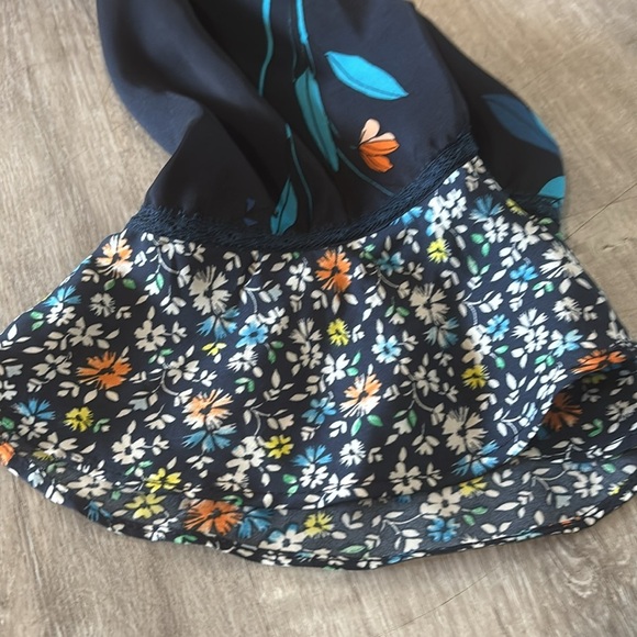 Nanette Lepore Navy Floral Blouse Mixed Print Bell Sleeves Boho Womens Sz S - Picture 6 of 8